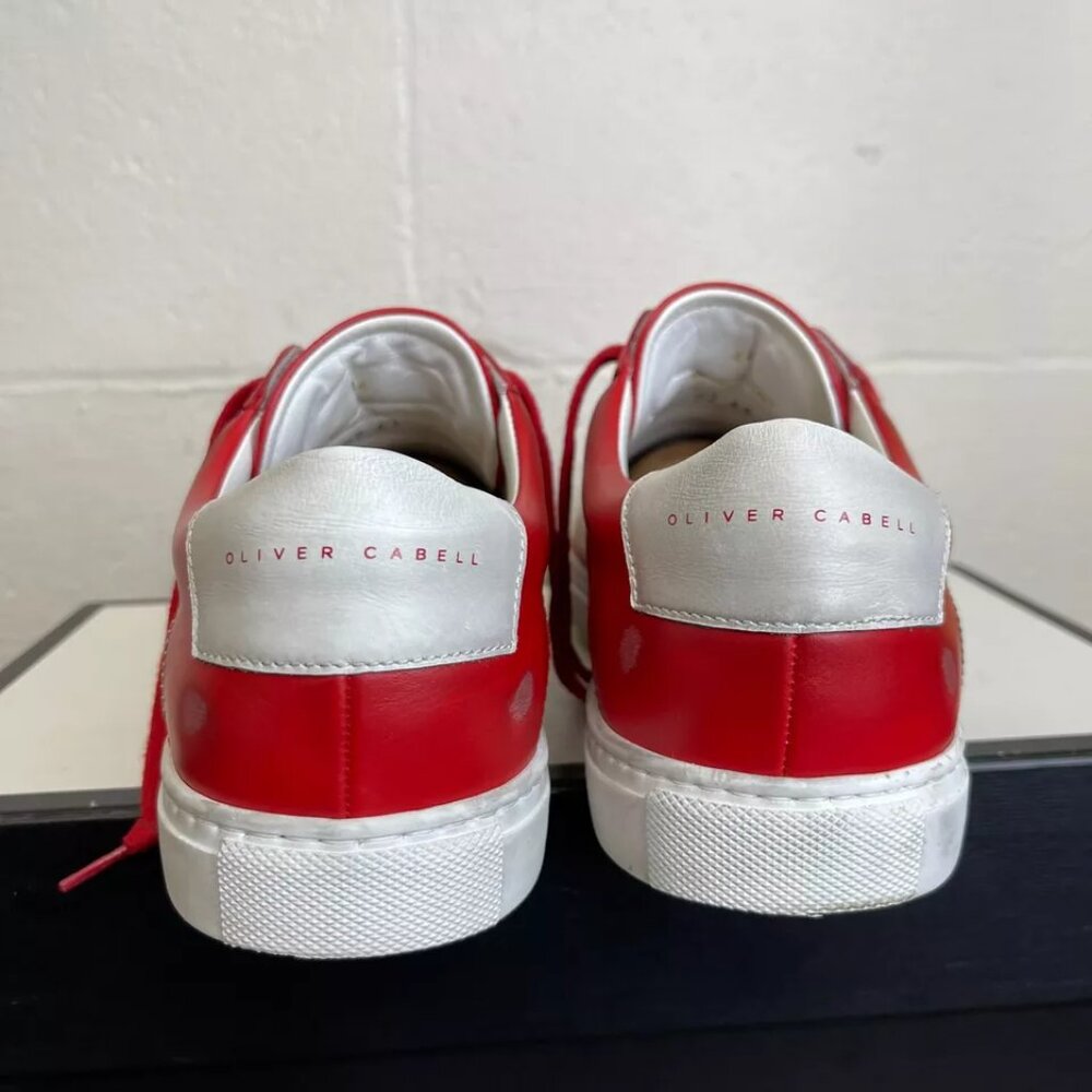 Oliver Cabell Red Leather Sneakers - Picture 6 of 11